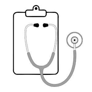 Icon of a stethoscope on a clipboard
