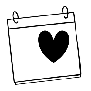Icon of a heart on a paper calendar