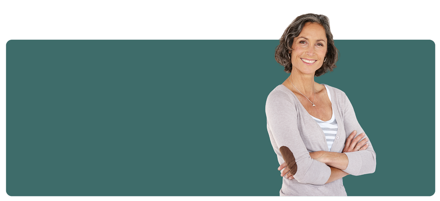 Middle-aged woman crossing her arms and smiling